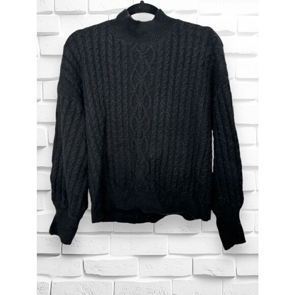Vince Camuto Women’s XL Black Mock Neck Cable Knit Pullover Relaxed Fit Sweater - Picture 1 of 13